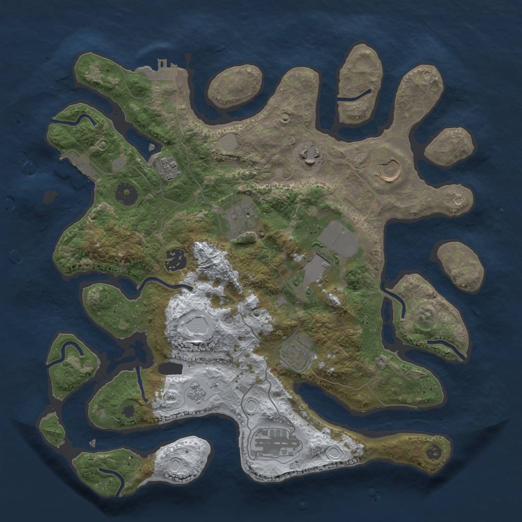 Rust Map: Procedural Map, Size: 3500, Seed: 873252077, 17 Monuments
