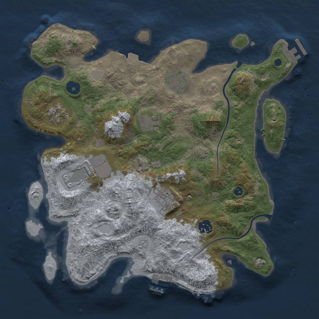 Rust Map: Procedural Map, Size: 3500, Seed: 32602, 11 Monuments
