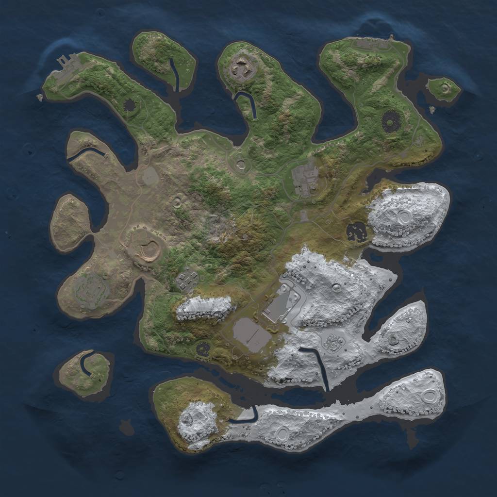 Rust Map: Procedural Map, Size: 3500, Seed: 4896, 16 Monuments