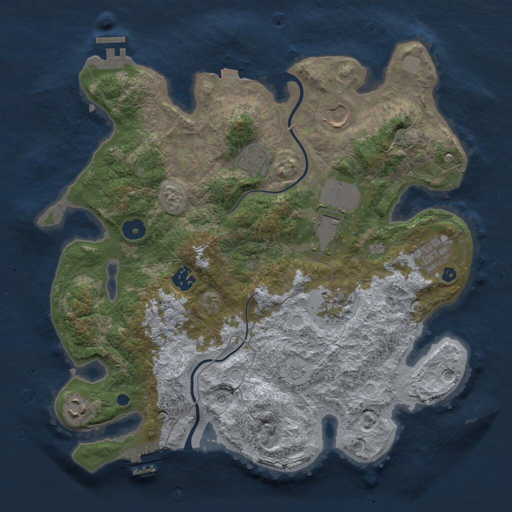 Rust Map: Procedural Map, Size: 3500, Seed: 222967, 13 Monuments