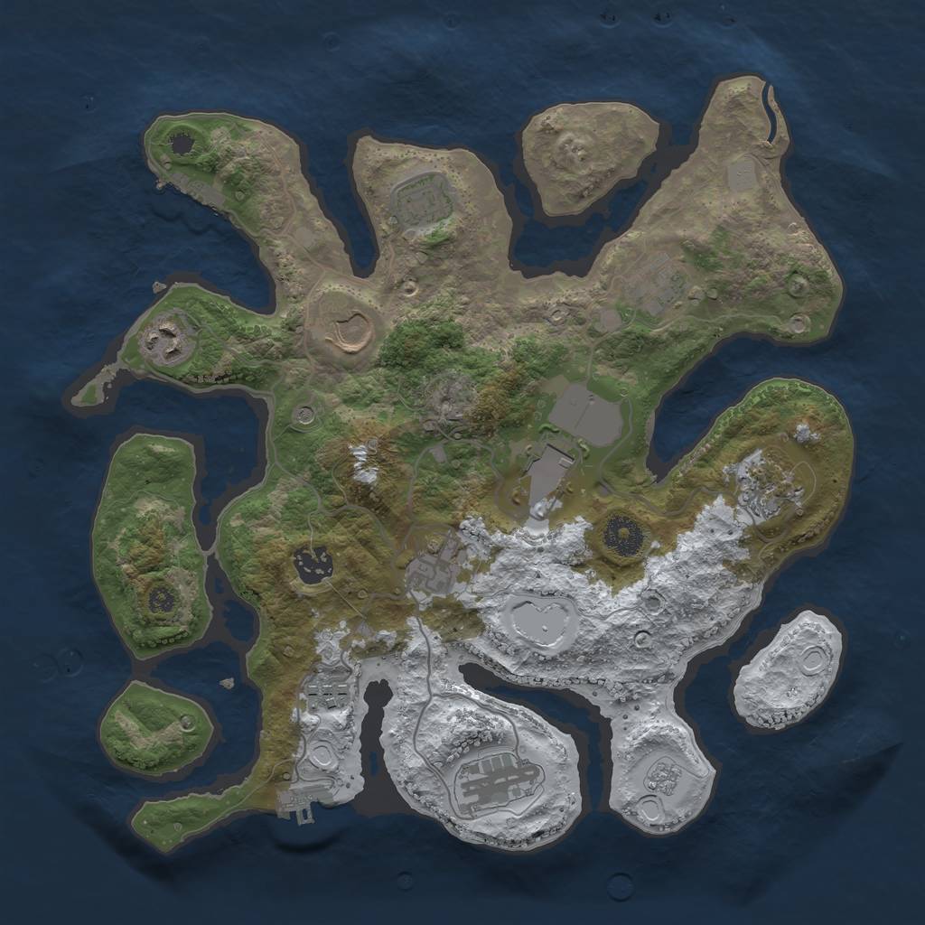 Rust Map: Procedural Map, Size: 3500, Seed: 222967, 19 Monuments