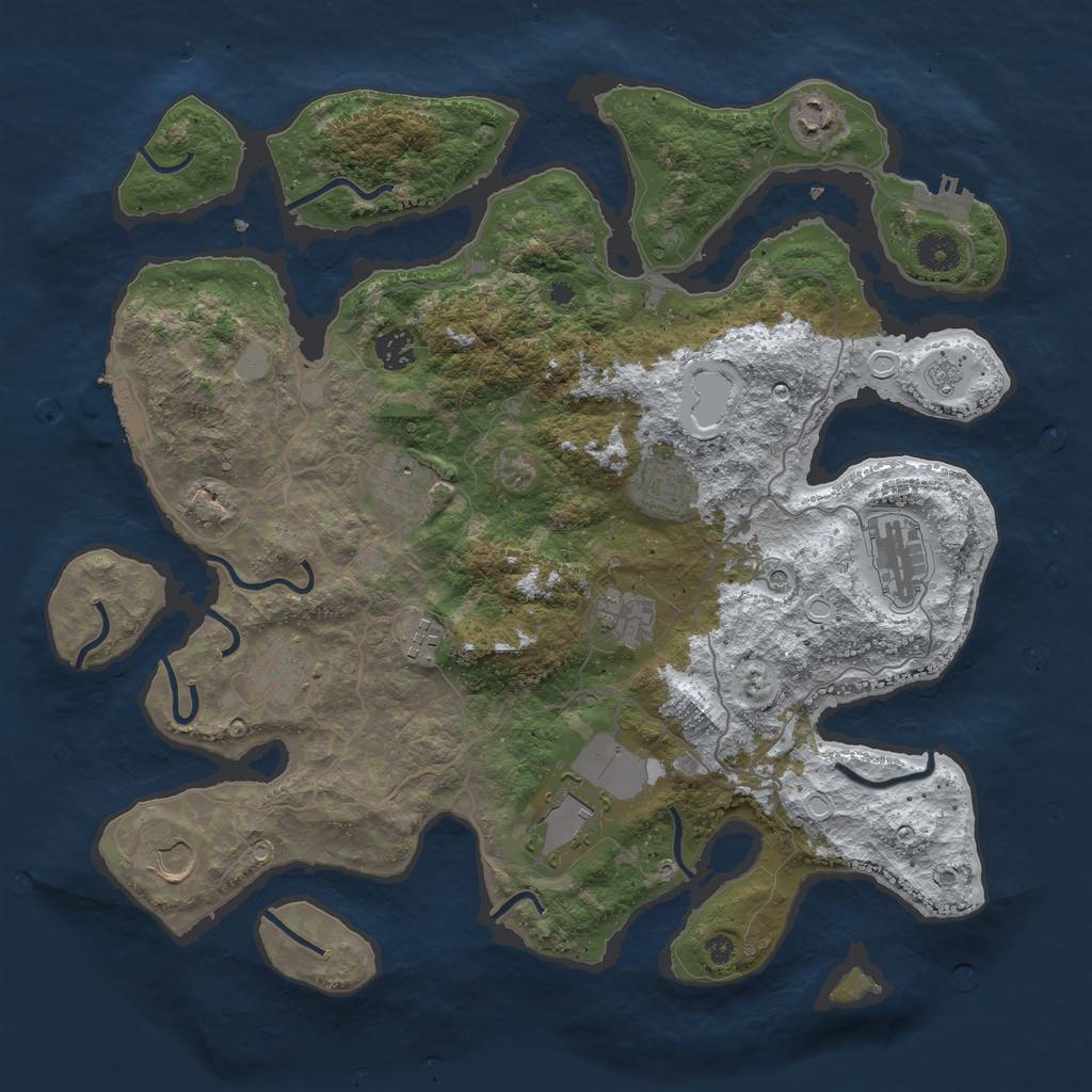 Rust Map: Procedural Map, Size: 4000, Seed: 52945492, 19 Monuments
