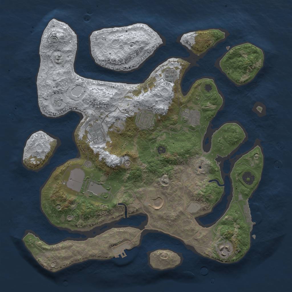 Rust Map: Procedural Map, Size: 3500, Seed: 2002212654, 16 Monuments