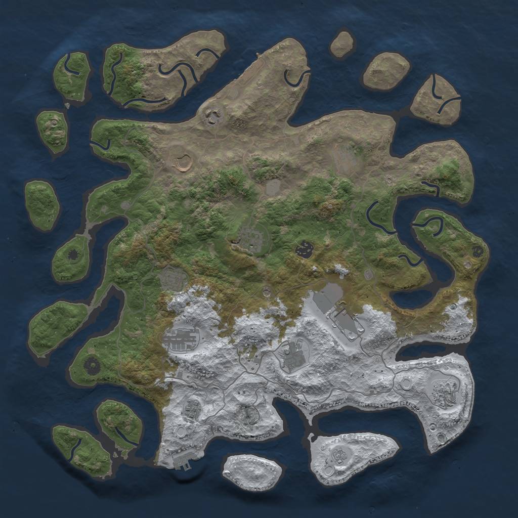 Rust Map: Procedural Map, Size: 4500, Seed: 3941409, 20 Monuments