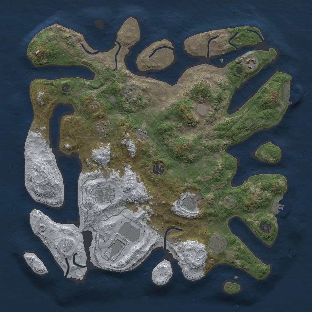 Rust Map: Procedural Map, Size: 4000, Seed: 57795, 17 Monuments