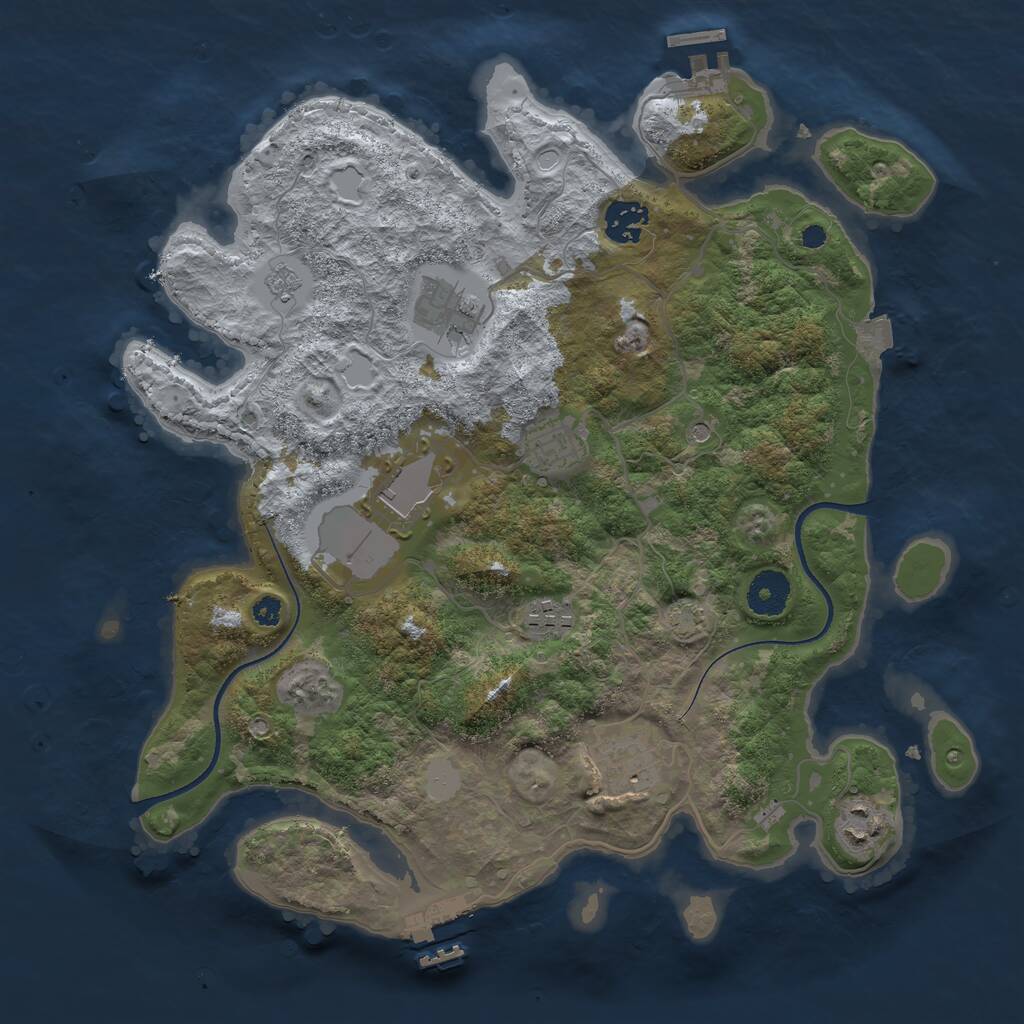 Rust Map: Procedural Map, Size: 3500, Seed: 806676839, 13 Monuments