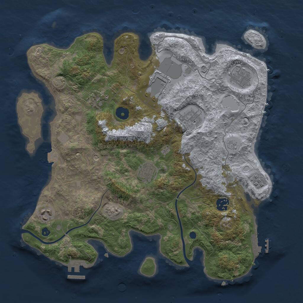 Rust Map: Procedural Map, Size: 3500, Seed: 659281940, 14 Monuments