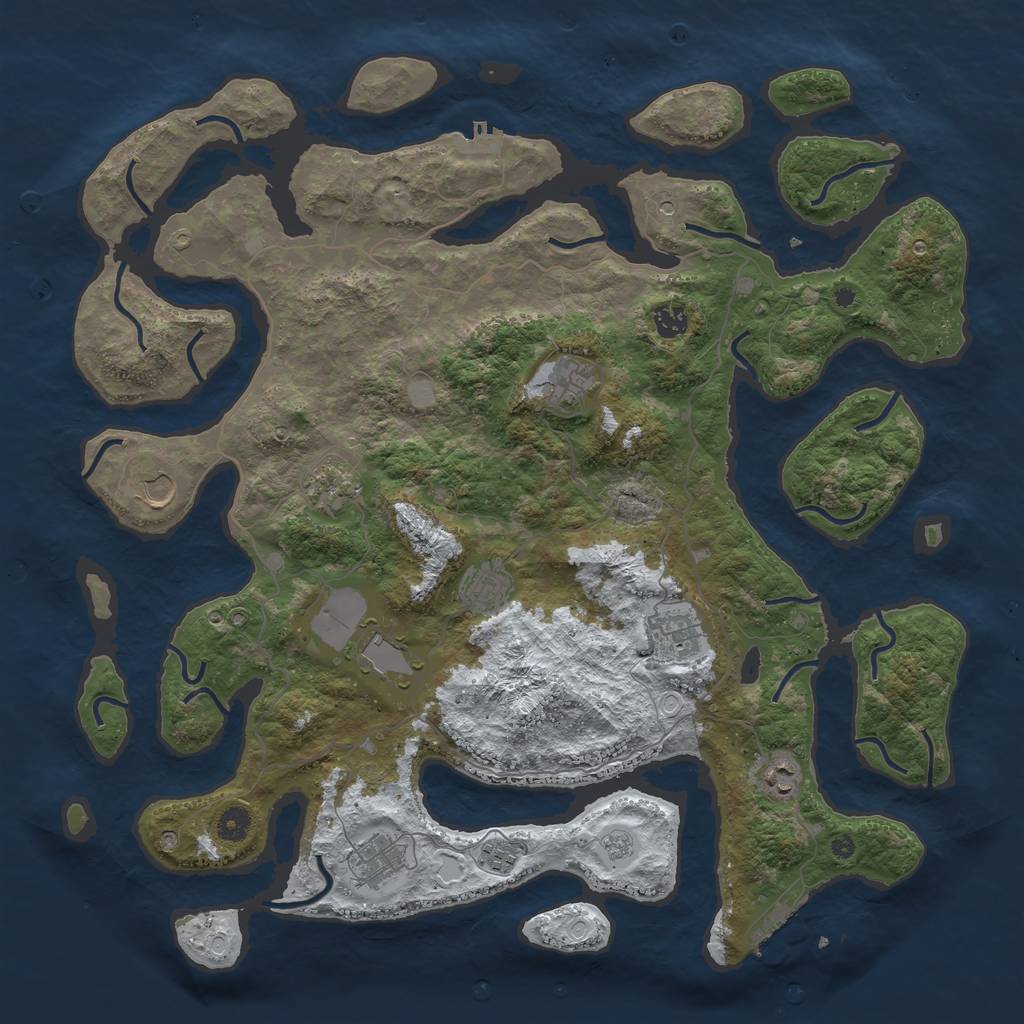 Rust Map: Procedural Map, Size: 4500, Seed: 4106158, 19 Monuments