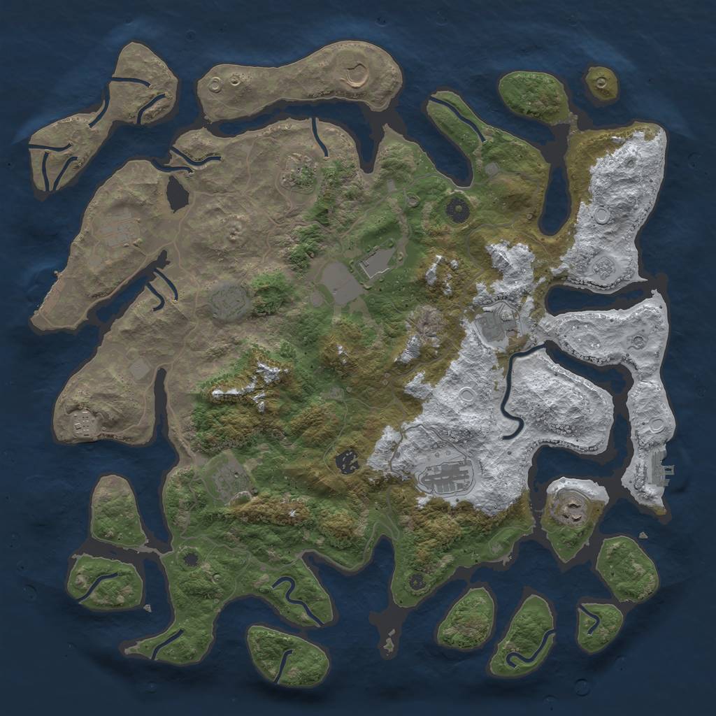 Rust Map: Procedural Map, Size: 4500, Seed: 1253362993, 20 Monuments