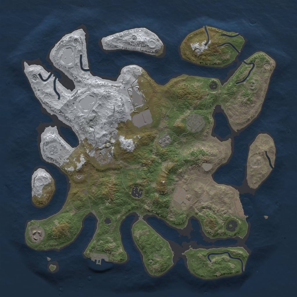 Rust Map: Procedural Map, Size: 3850, Seed: 999960600, 16 Monuments