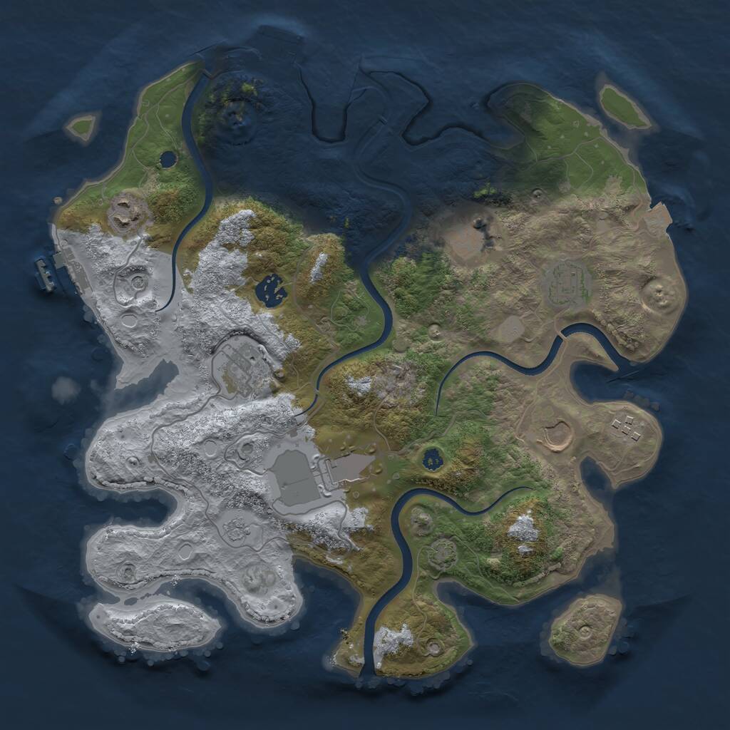Rust Map: Procedural Map, Size: 3550, Seed: 434723359, 14 Monuments
