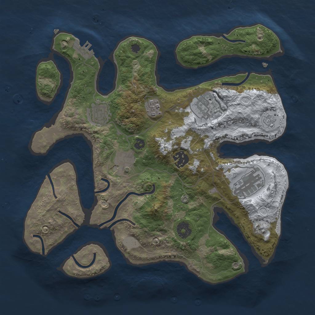 Rust Map: Procedural Map, Size: 3000, Seed: 582611, 13 Monuments