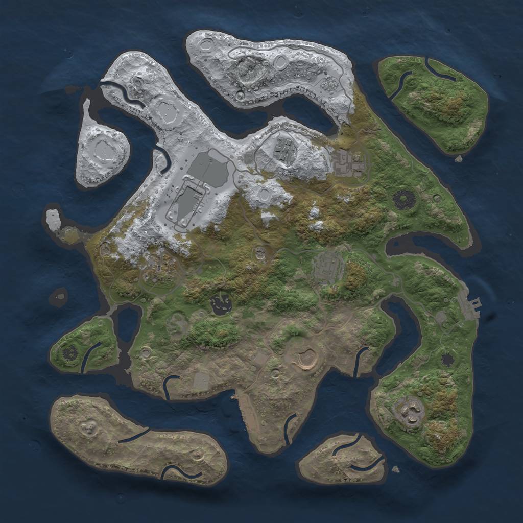 Rust Map: Procedural Map, Size: 3600, Seed: 80034305, 17 Monuments