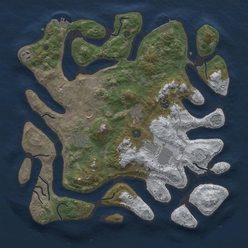 Rust Map: Procedural Map, Size: 4000, Seed: 76345, 15 Monuments