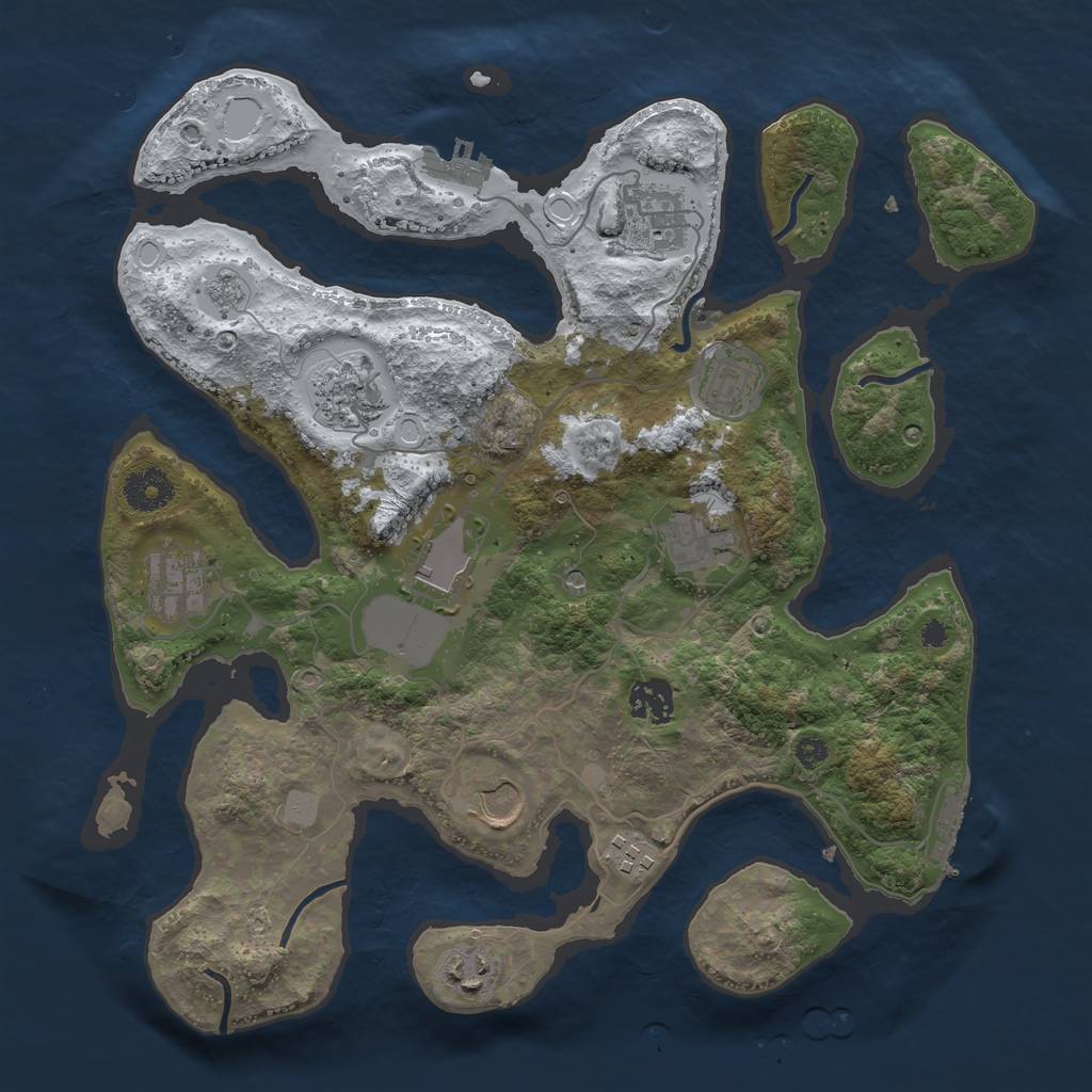 Rust Map: Procedural Map, Size: 3500, Seed: 835480, 19 Monuments