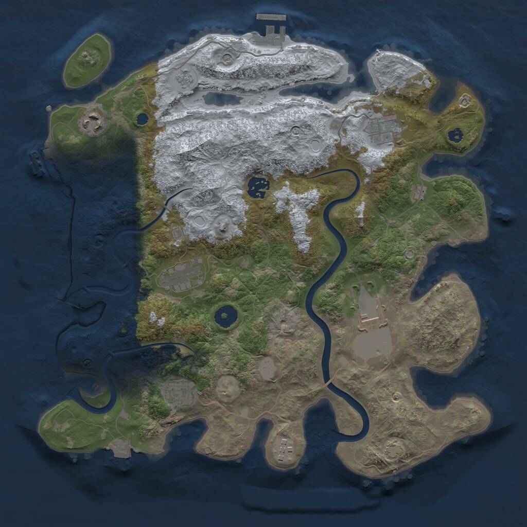 Rust Map: Procedural Map, Size: 3600, Seed: 60159216, 13 Monuments
