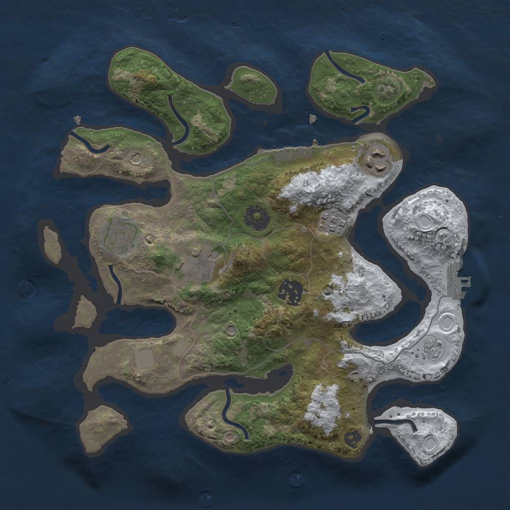 Rust Map: Procedural Map, Size: 3000, Seed: 392703, 14 Monuments