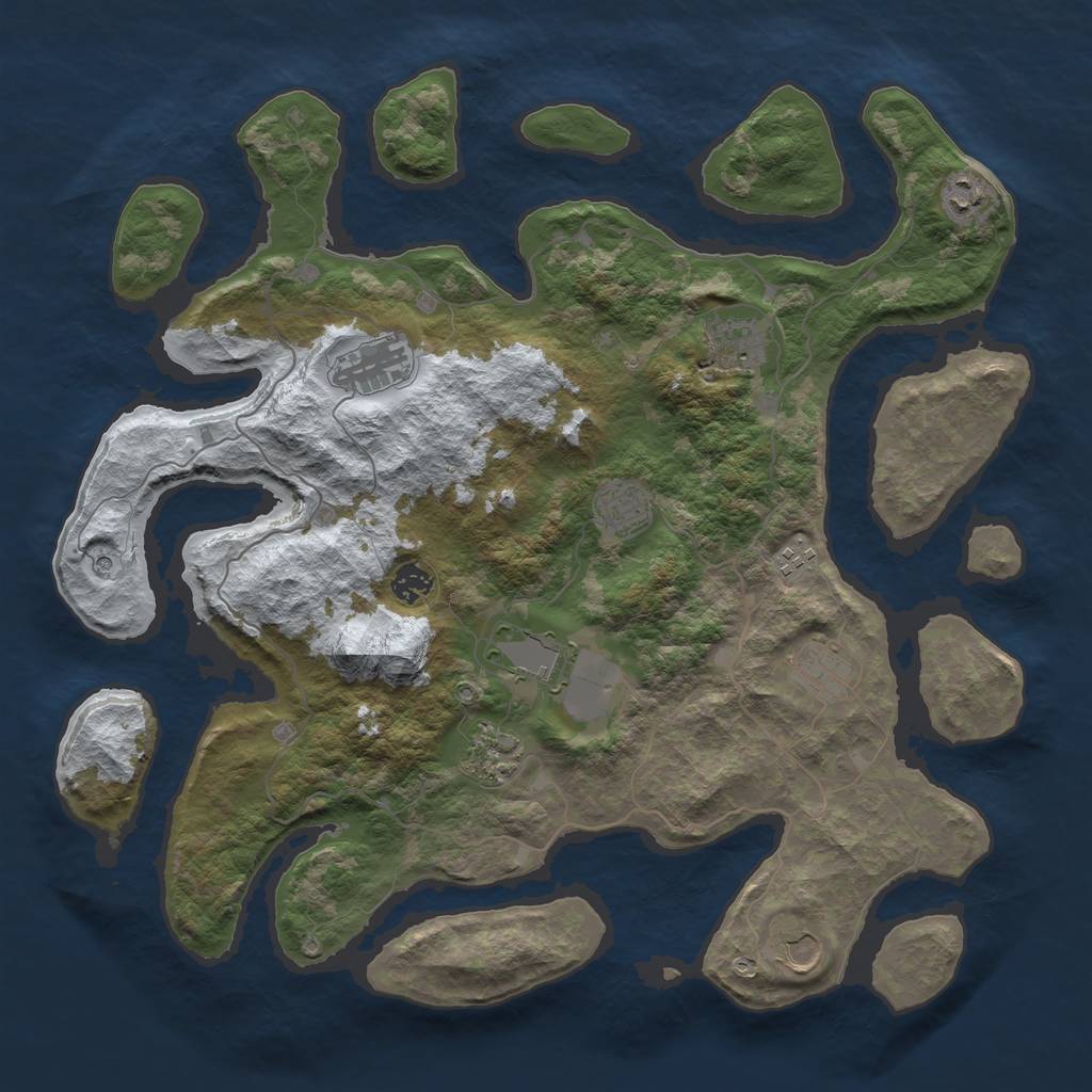 Rust Map: Barren, Size: 4250, Seed: 1637027486, 13 Monuments