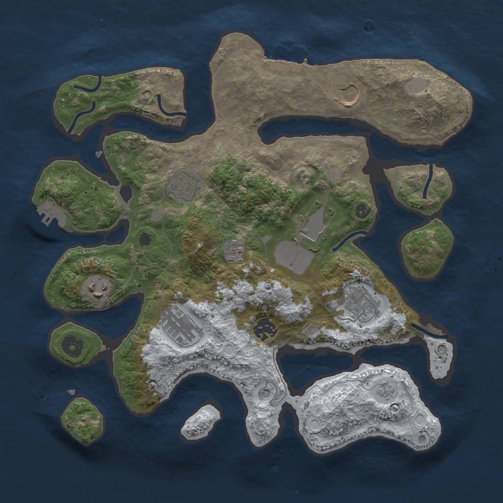 Rust Map: Procedural Map, Size: 3500, Seed: 389089, 17 Monuments