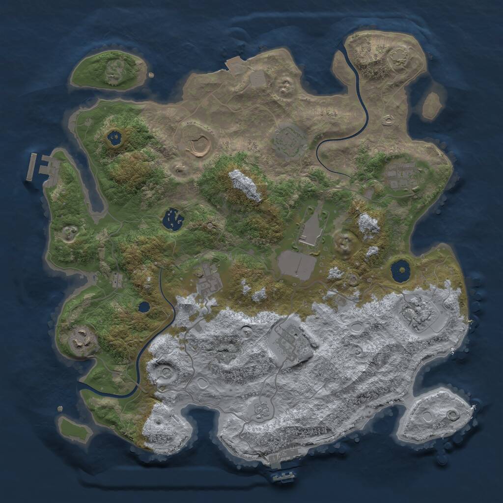 Rust Map: Procedural Map, Size: 3600, Seed: 54, 15 Monuments