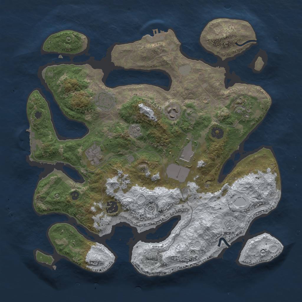 Rust Map: Procedural Map, Size: 3600, Seed: 54, 16 Monuments