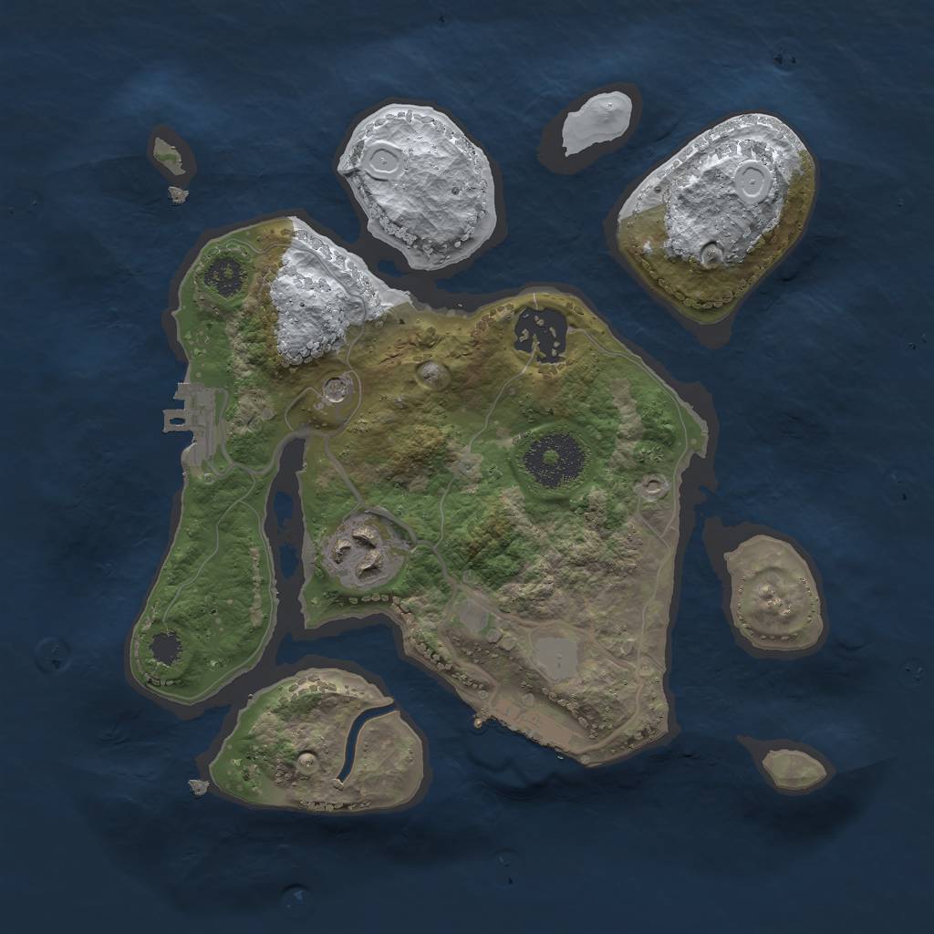 Rust Map: Procedural Map, Size: 2500, Seed: 5008, 10 Monuments