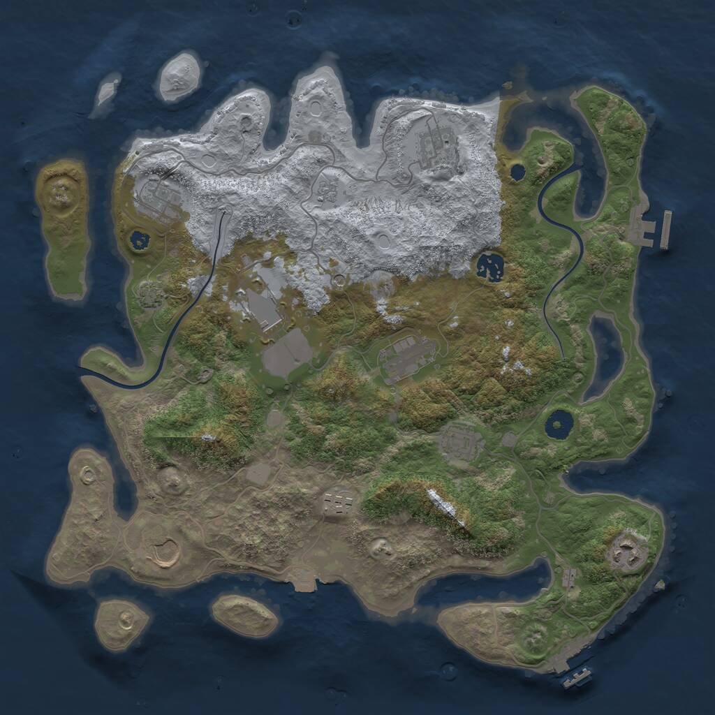Rust Map: Procedural Map, Size: 3750, Seed: 303239899, 15 Monuments