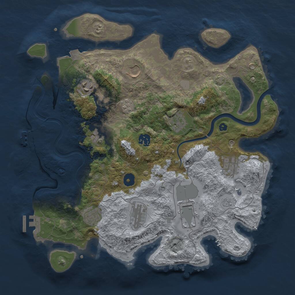 Rust Map: Procedural Map, Size: 3600, Seed: 967801875, 16 Monuments