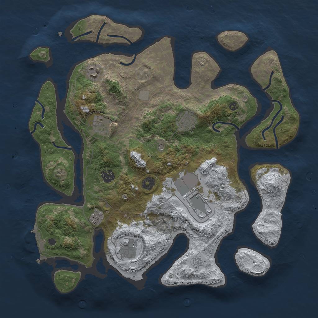 Rust Map: Procedural Map, Size: 3600, Seed: 967801875, 15 Monuments