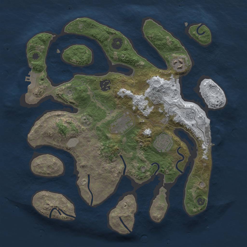 Rust Map: Procedural Map, Size: 3200, Seed: 1613603972, 14 Monuments