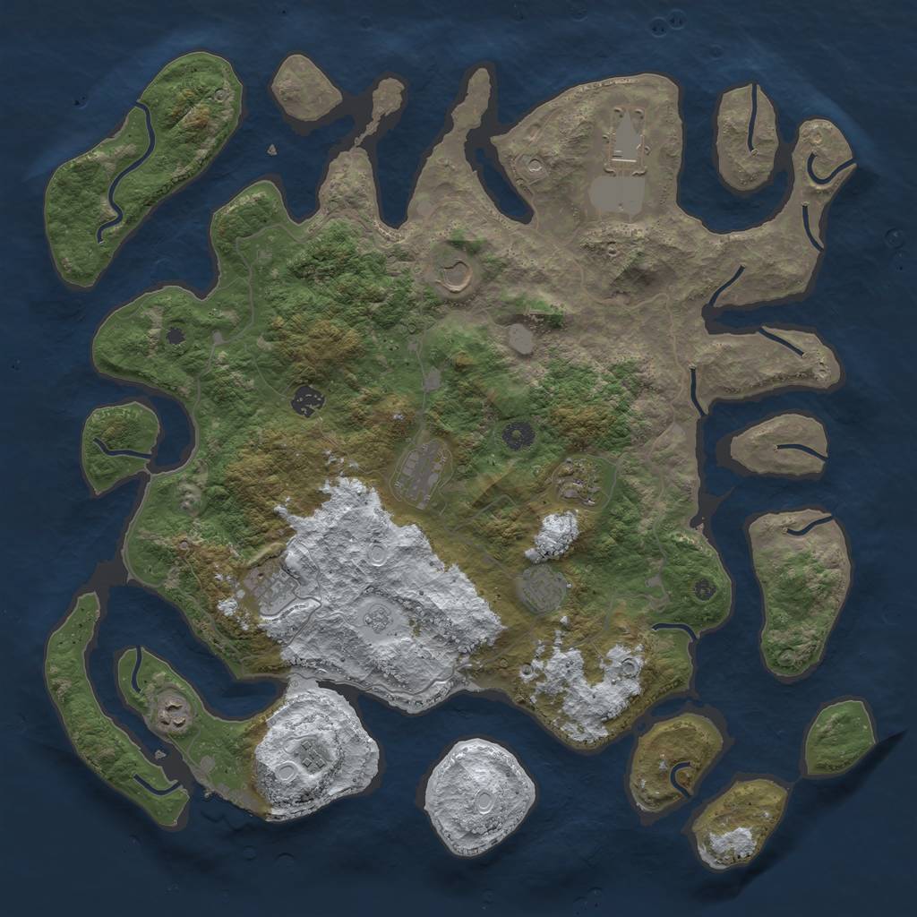 Rust Map: Procedural Map, Size: 4500, Seed: 4057667, 17 Monuments