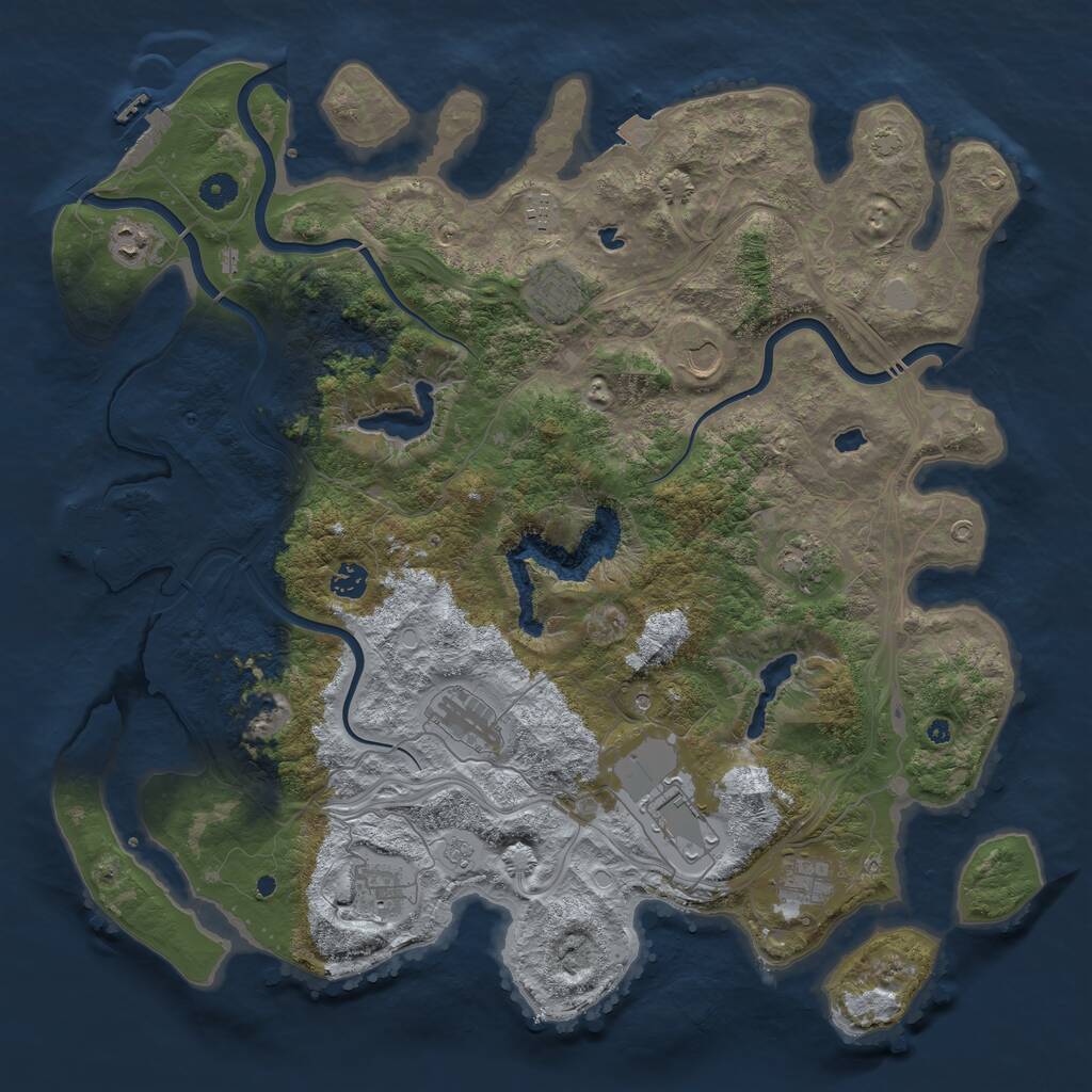 Rust Map: Procedural Map, Size: 4500, Seed: 4057667, 16 Monuments