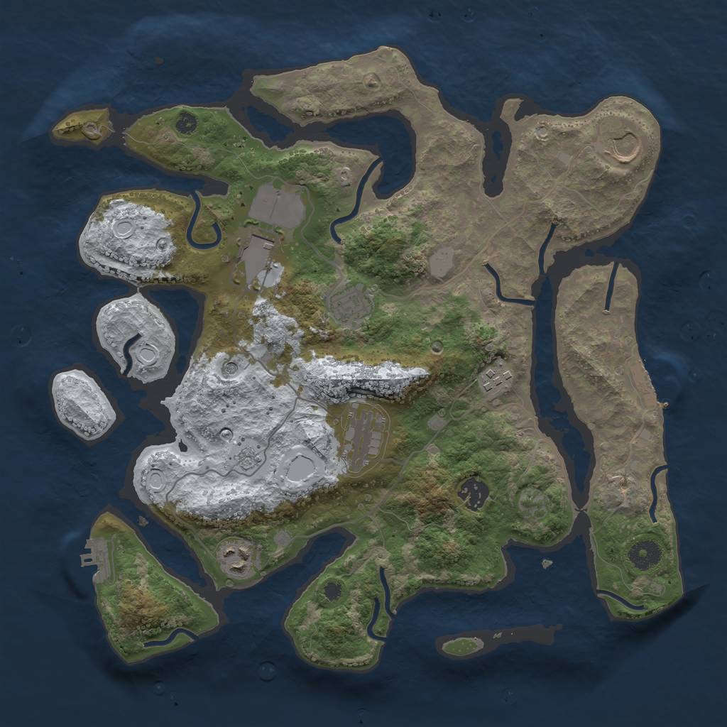 Rust Map: Procedural Map, Size: 3600, Seed: 320214418, 16 Monuments