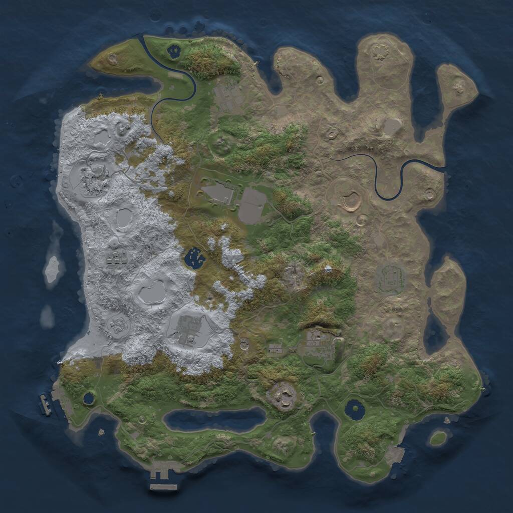 Rust Map: Procedural Map, Size: 3850, Seed: 392309400, 16 Monuments