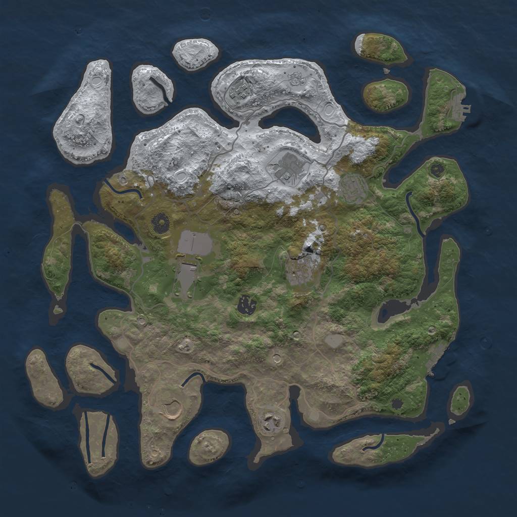 Rust Map: Procedural Map, Size: 4000, Seed: 618642, 17 Monuments