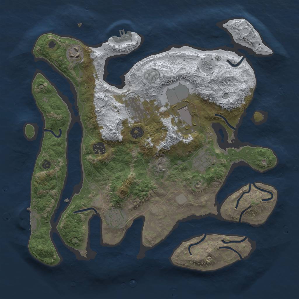 Rust Map: Procedural Map, Size: 3500, Seed: 1842367851, 14 Monuments
