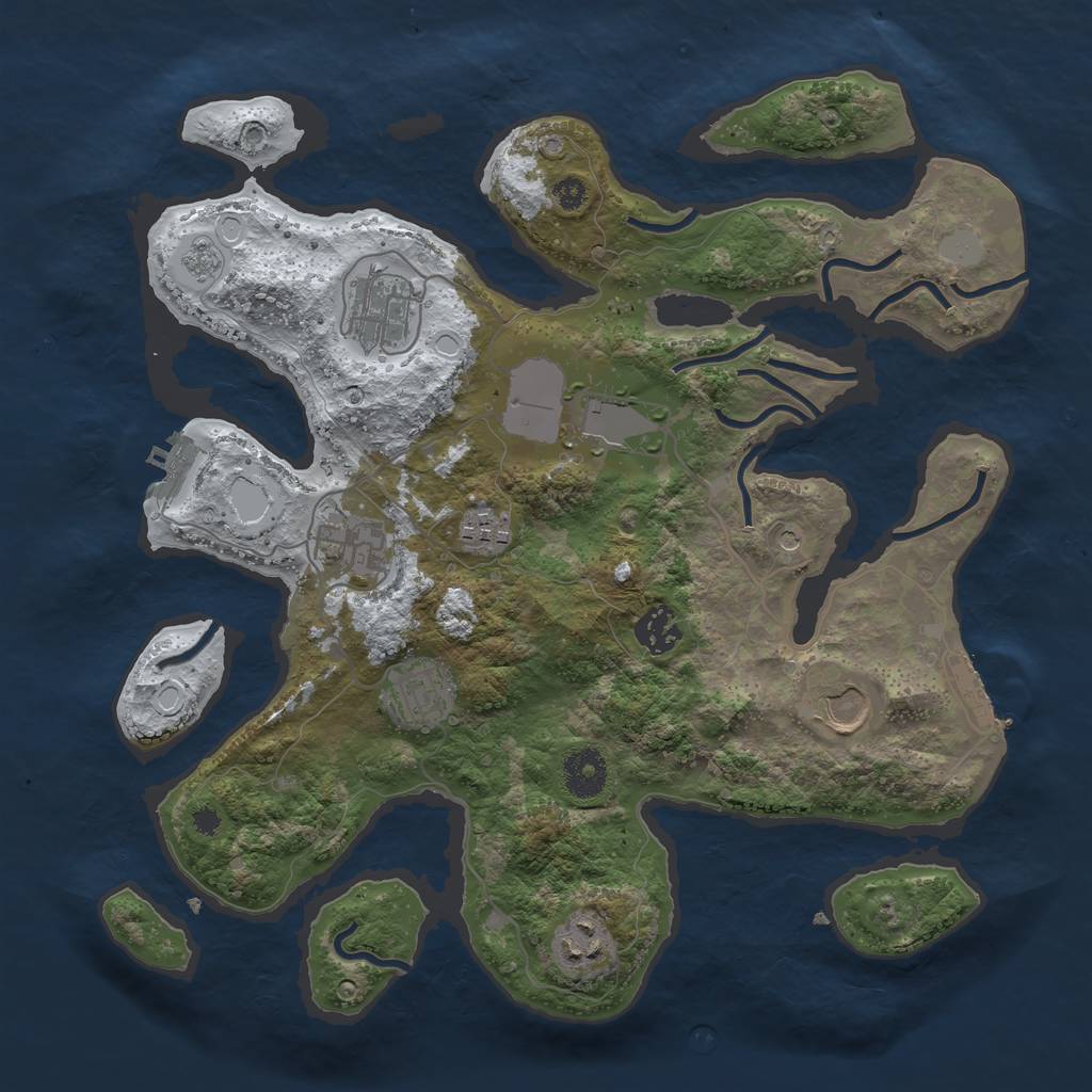 Rust Map: Procedural Map, Size: 3500, Seed: 3503647, 17 Monuments