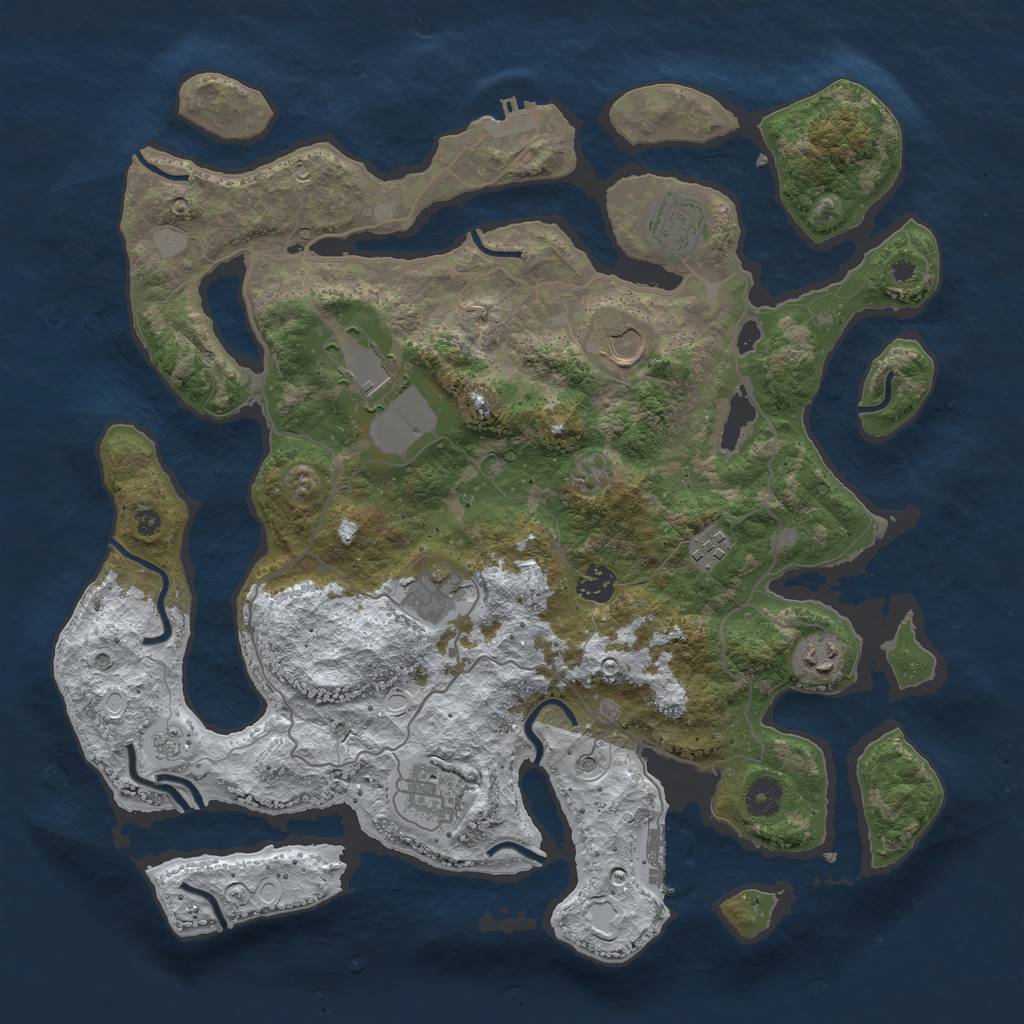 Rust Map: Procedural Map, Size: 4000, Seed: 354512, 17 Monuments