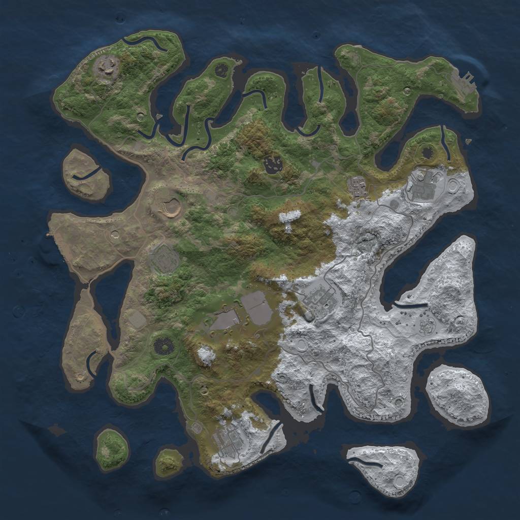 Rust Map: Procedural Map, Size: 4000, Seed: 44, 18 Monuments