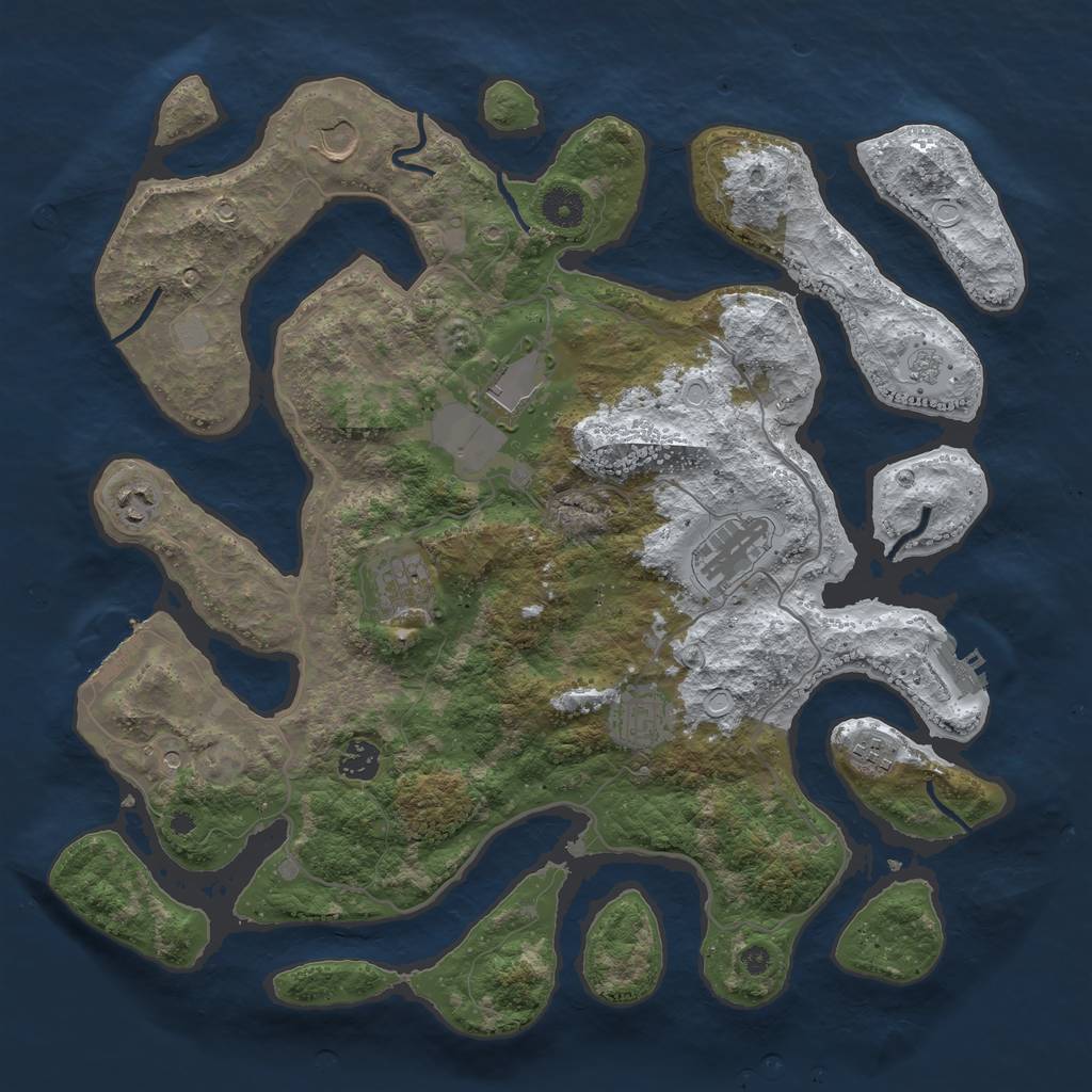 Rust Map: Procedural Map, Size: 4000, Seed: 656144, 17 Monuments