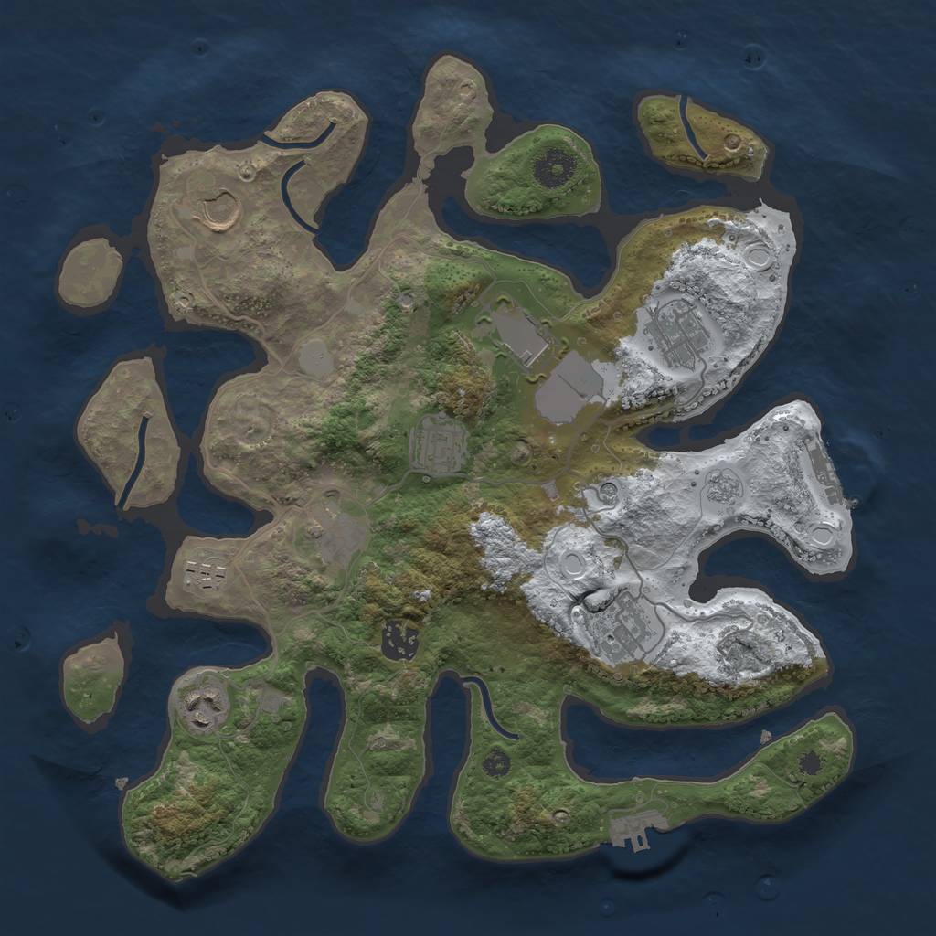 Rust Map: Procedural Map, Size: 3500, Seed: 1052419646, 18 Monuments