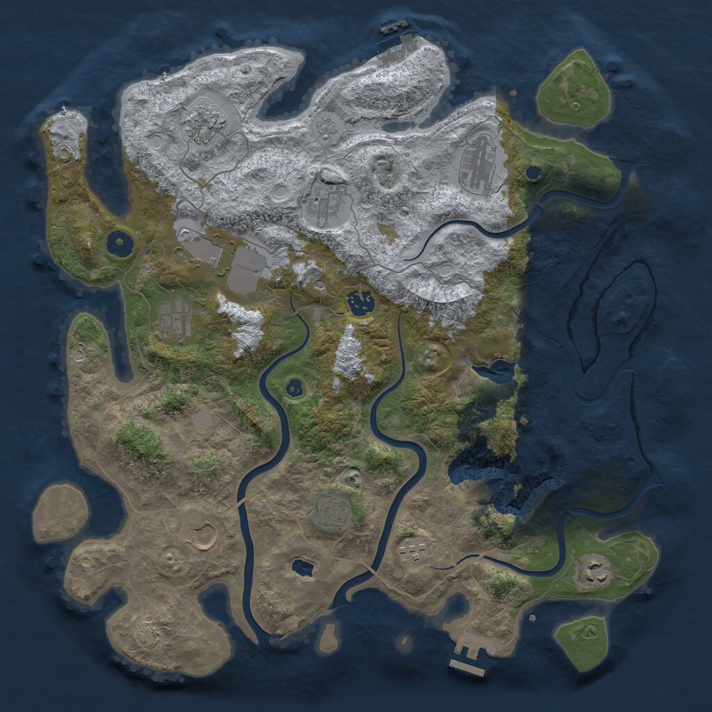 Rust Map: Procedural Map, Size: 4051, Seed: 5654, 16 Monuments