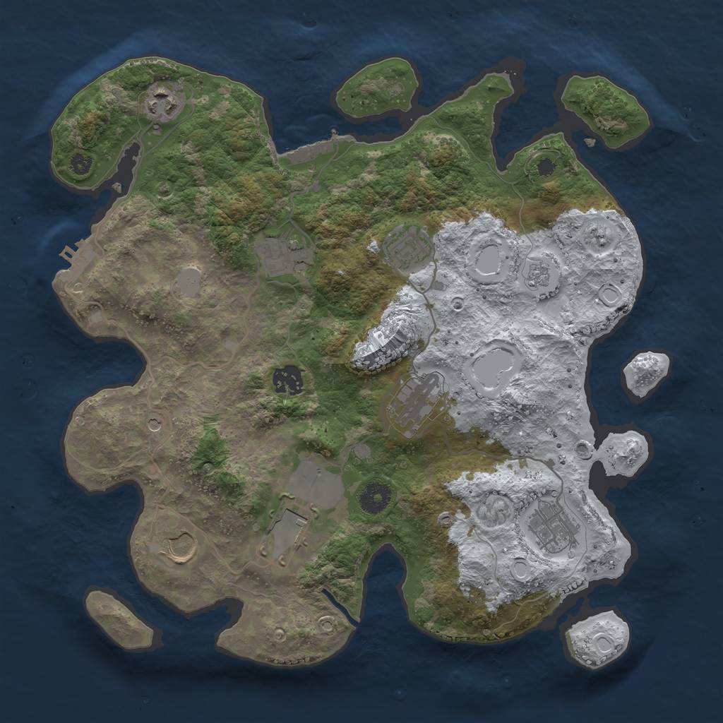 Rust Map: Procedural Map, Size: 3500, Seed: 5290015, 17 Monuments