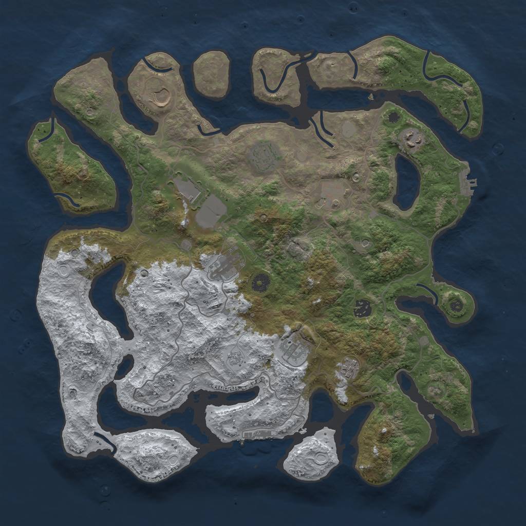 Rust Map: Procedural Map, Size: 4250, Seed: 395844009, 18 Monuments