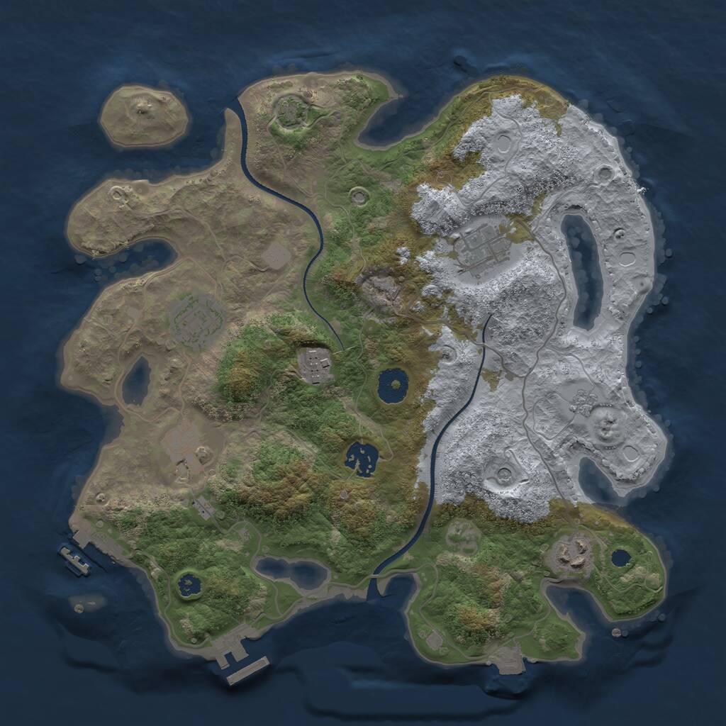 Rust Map: Procedural Map, Size: 3250, Seed: 29, 12 Monuments