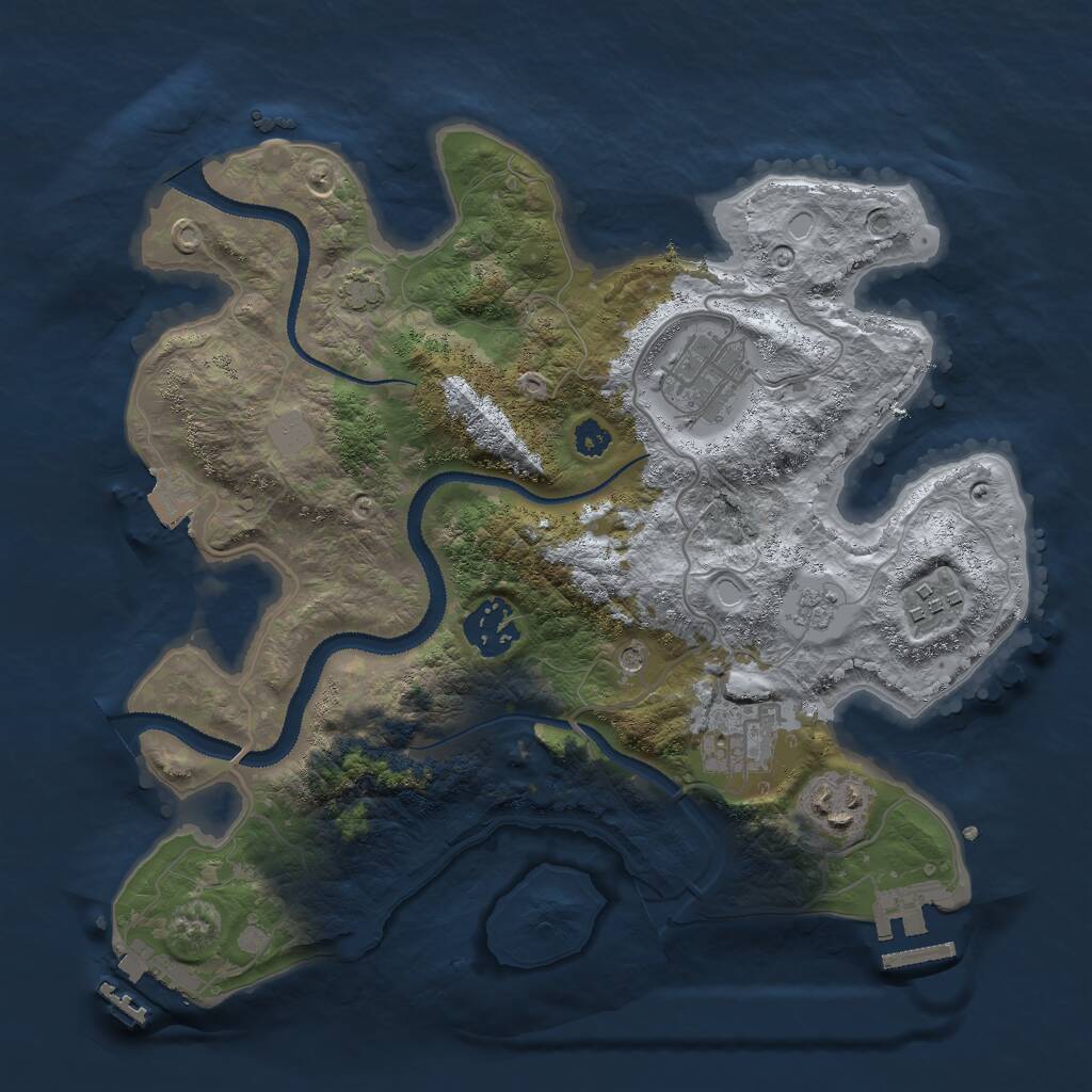 Rust Map: Procedural Map, Size: 3000, Seed: 533473785, 11 Monuments