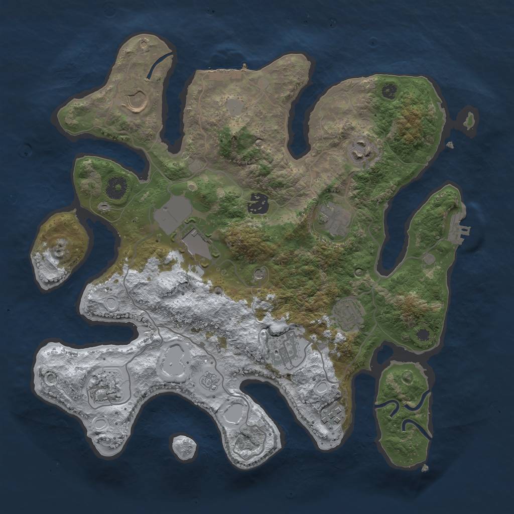 Rust Map: Procedural Map, Size: 3500, Seed: 10753052, 18 Monuments