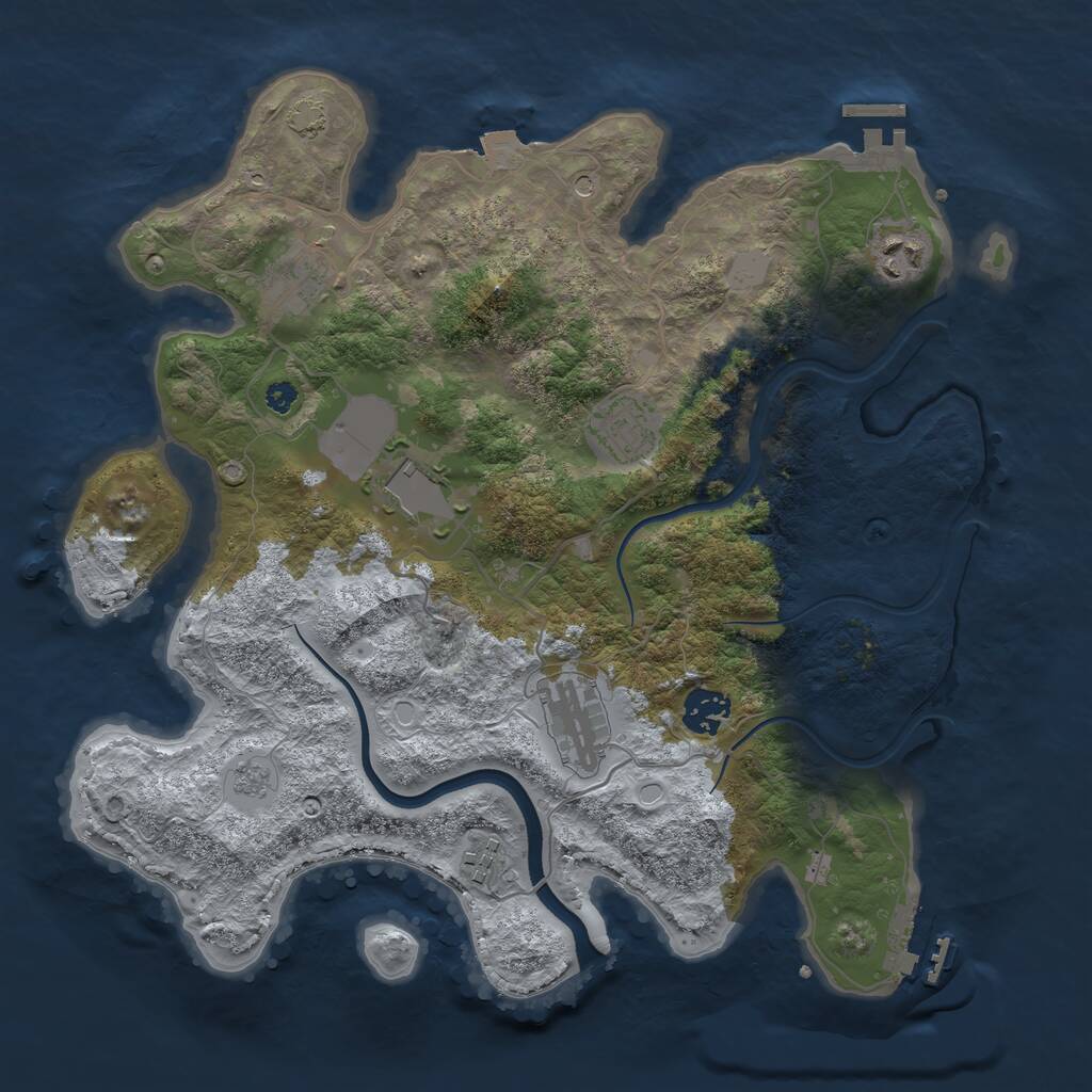 Rust Map: Procedural Map, Size: 3500, Seed: 10753052, 13 Monuments