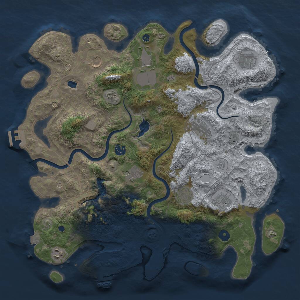 Rust Map: Procedural Map, Size: 4000, Seed: 500916, 16 Monuments