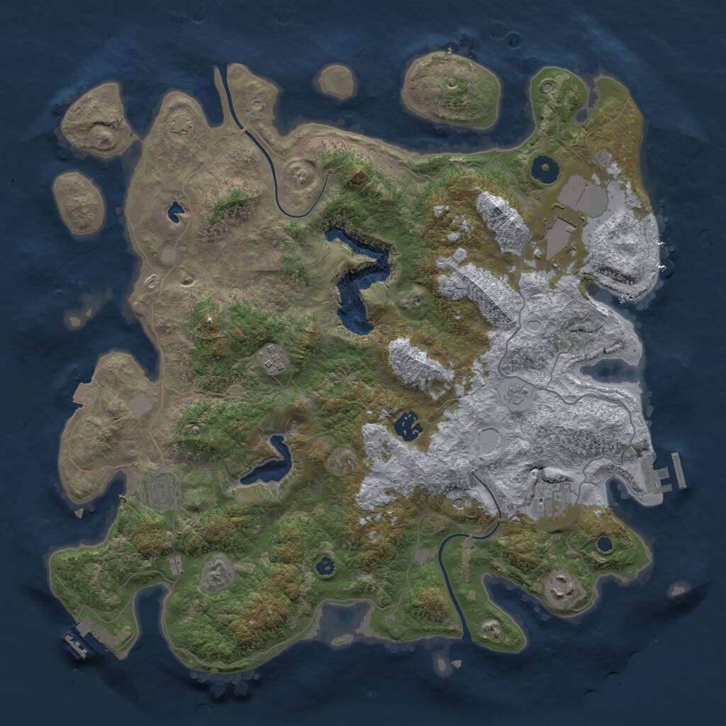 Rust Map: Procedural Map, Size: 4000, Seed: 716689731, 12 Monuments